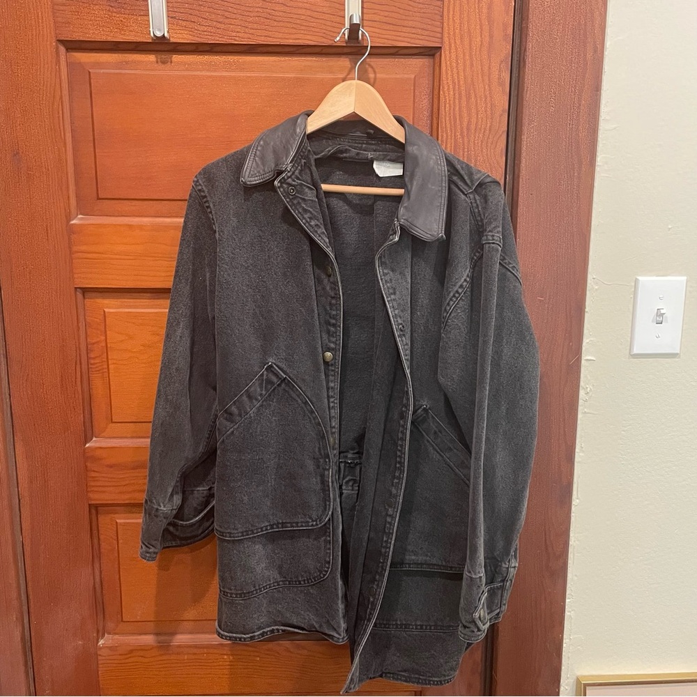 Vintage Woolrich men’s M denim and leather jacket. Excellent condition